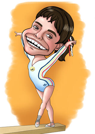 Caricature Style of Nadia Comăneci